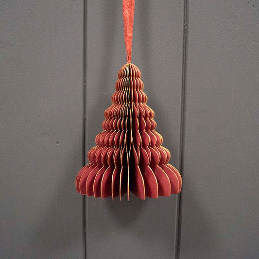 Hanging Handmade FSC Burgundy Tree Paper Decoration