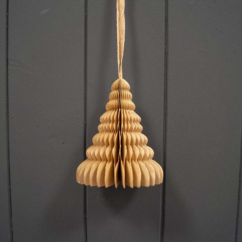 Hanging Gold Tree Paper Bauble - Set of 6