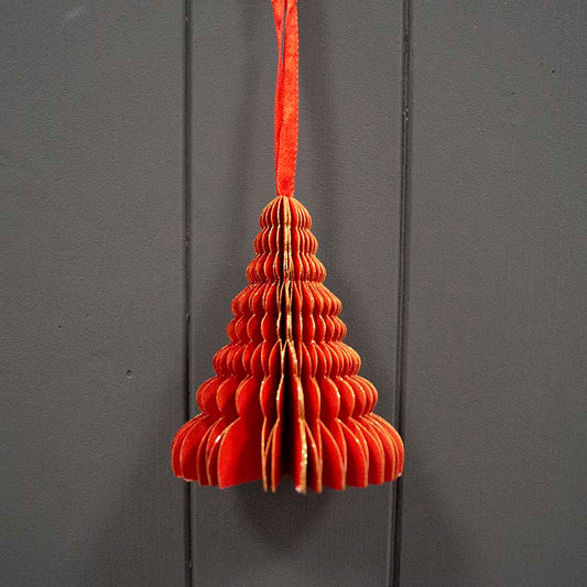 Hanging Handmade FSC Red Tree Paper Decoration