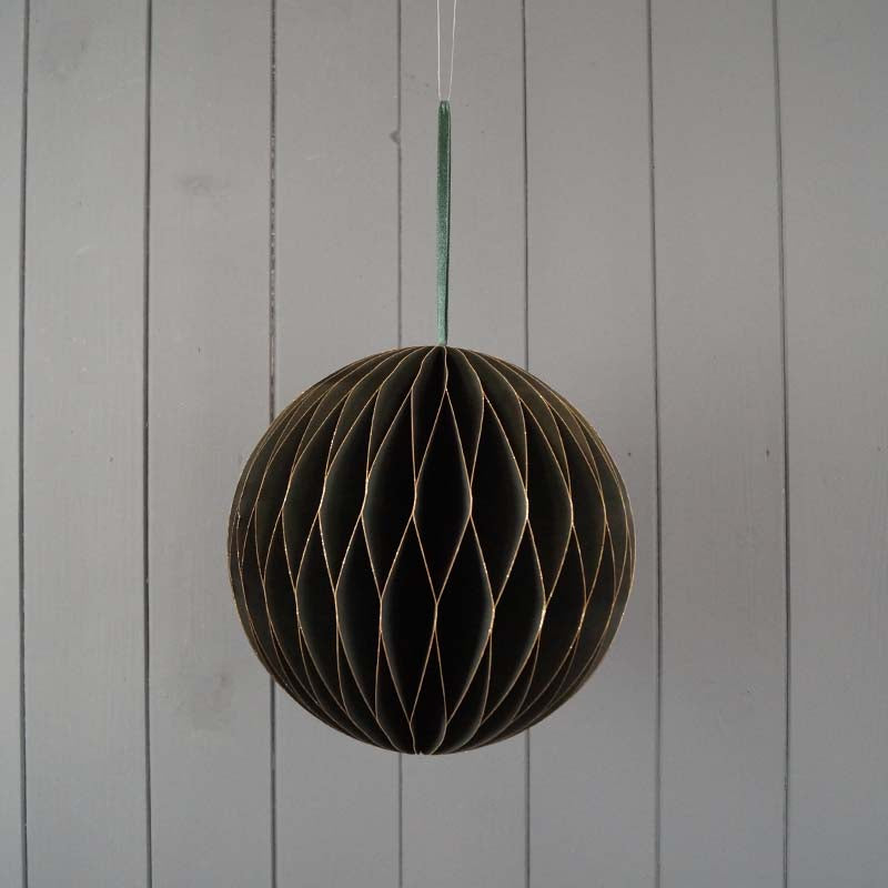 Hanging Handmade FSC Green Circular Bauble Paper Decoration