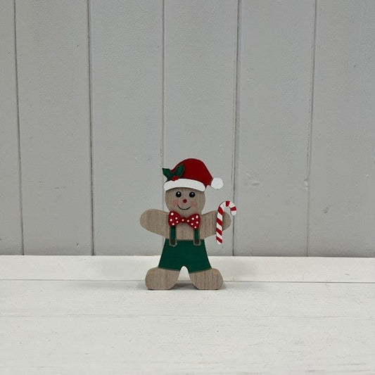 Gingerbread Kid With Candy Cane And Green Dungarees