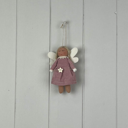 Pink Fabric Hanging Angel With Star