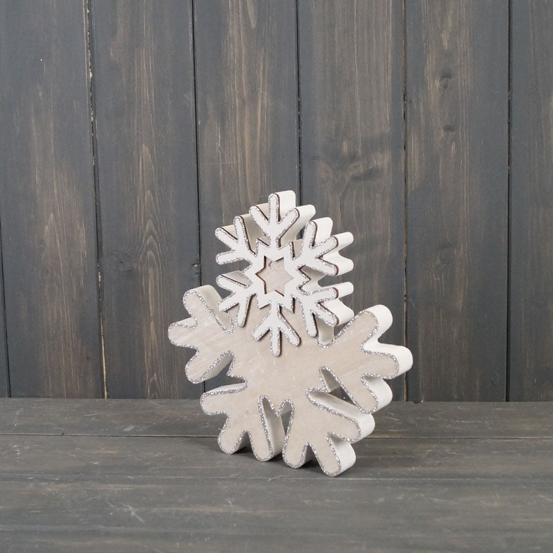 Whitewashed Wooden Snowflake