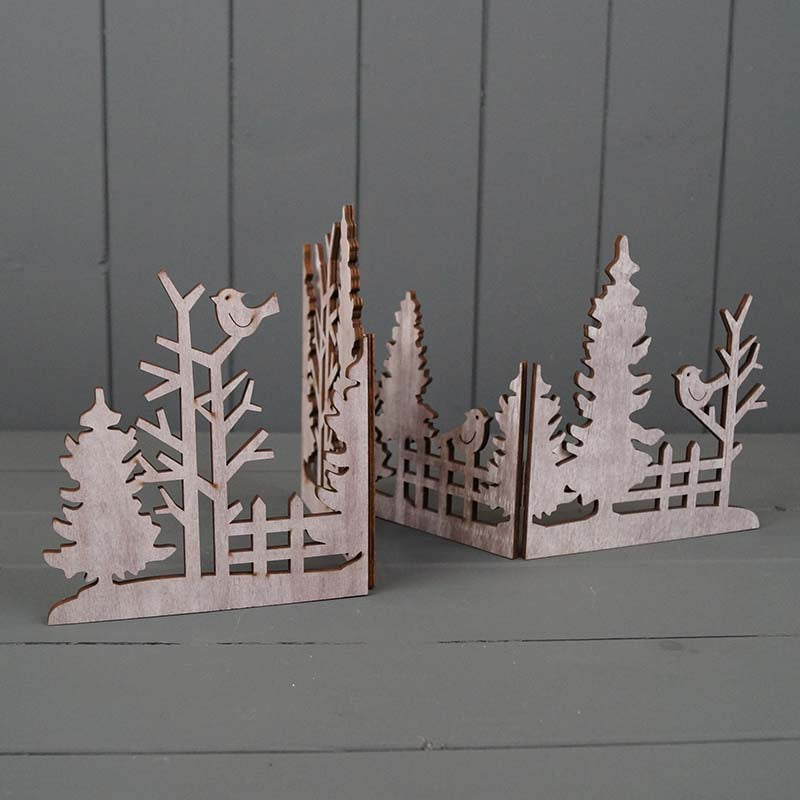 Grey Wooden Christmas Scene Display