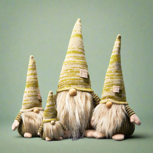 Green Fabric Gonk With Green Stripey Hat