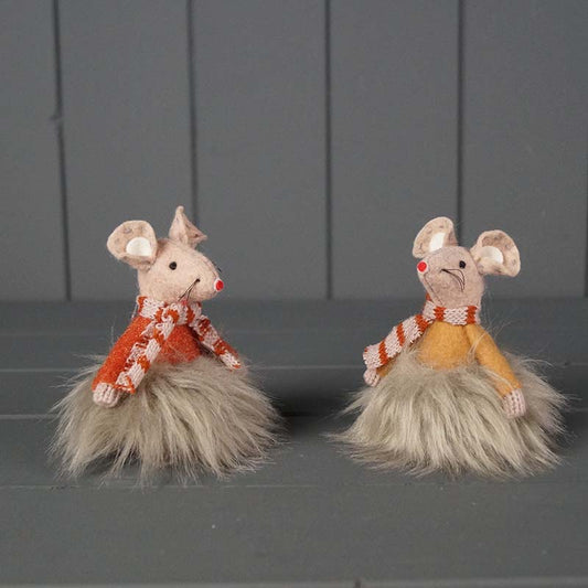 Orange Fabric Mouse With Furry Skirt