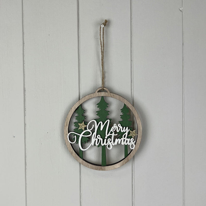 Wooden Hanging Circle With Tree