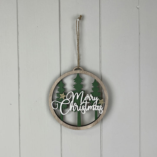 Wooden Hanging Circle With Tree