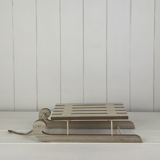 Wooden Festive Sleigh Decoration