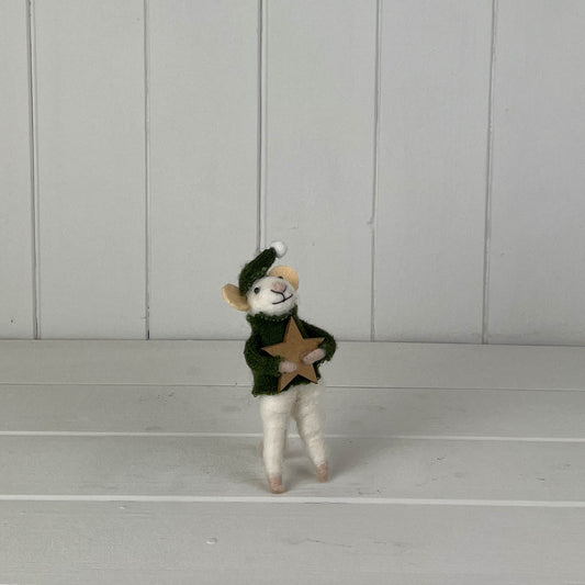 Wool Mouse With Green Jumper
