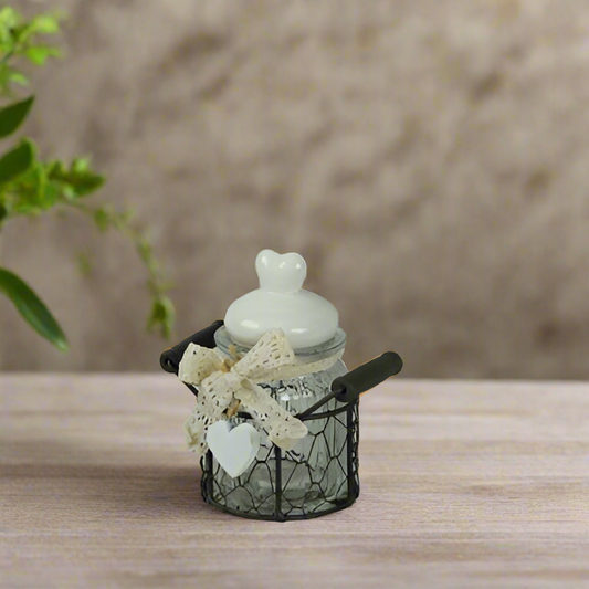 Glass Jar In Wire Basket