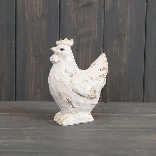 Small White Polyresin Hen