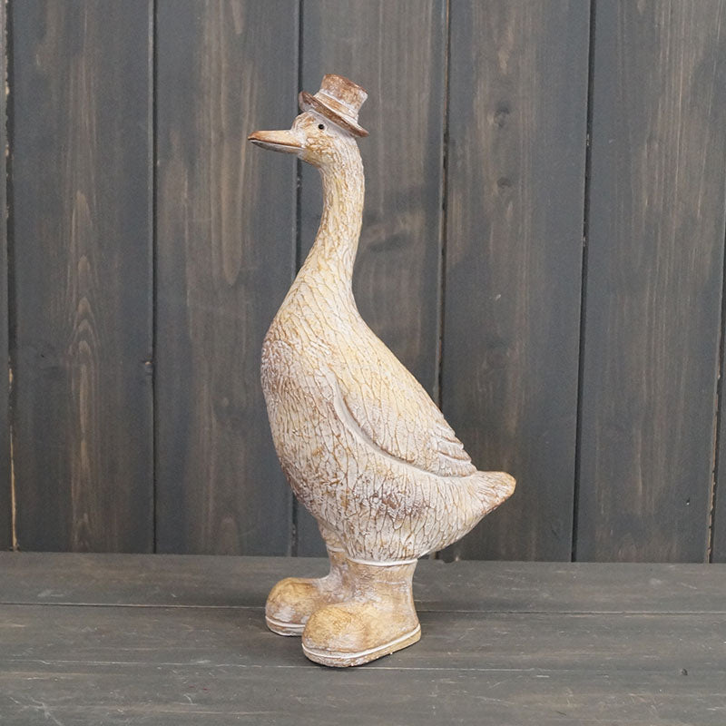 Large Polyresin Duck with Hat