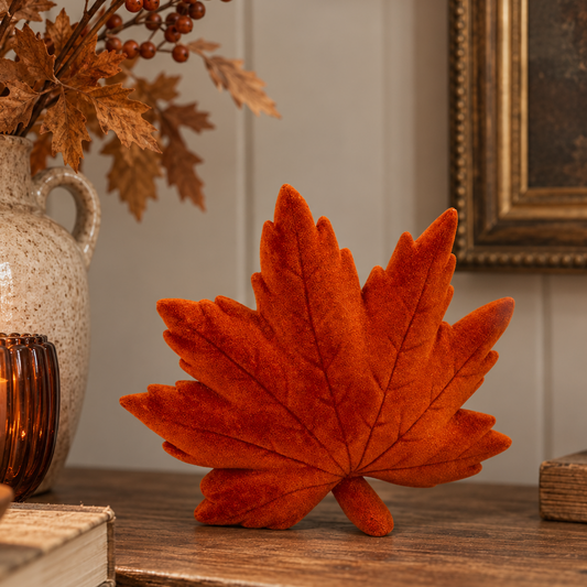 Burnt Orange Flocked Ceramic Maple Leaf