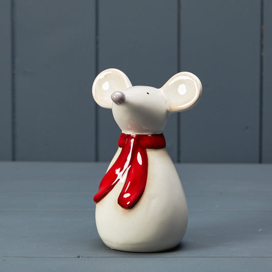Ceramic Mouse With Red Scarf