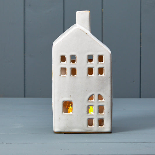 Ceramic House Tealight With Reactive Glaze