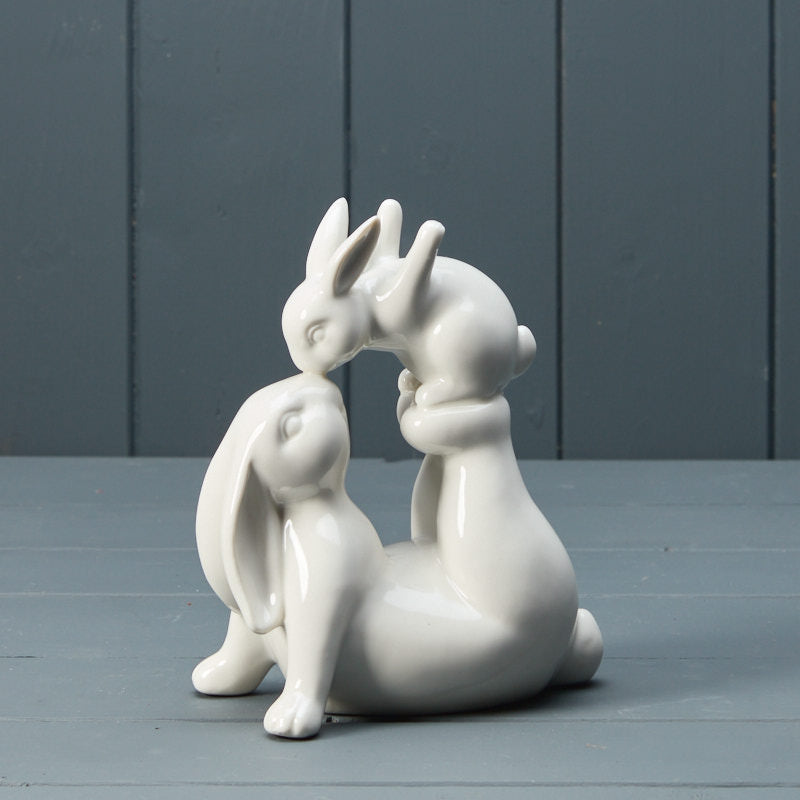 Ceramic White Love You Rabbits