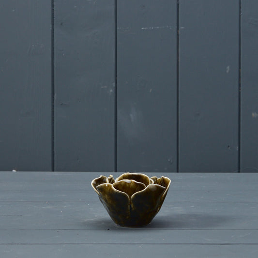 Green Ceramic Flower Tealight