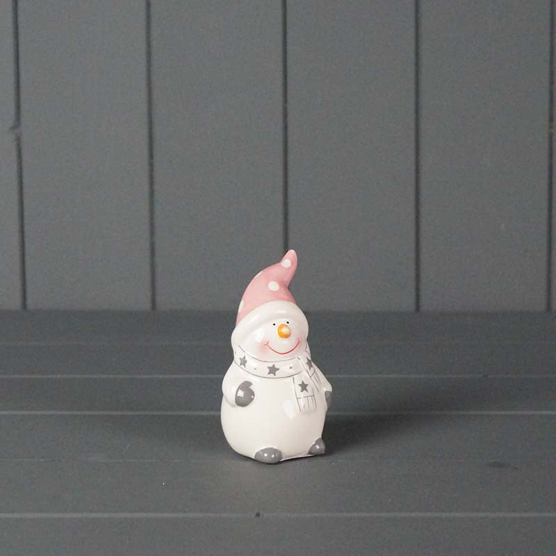 Pink Ceramic Snowman