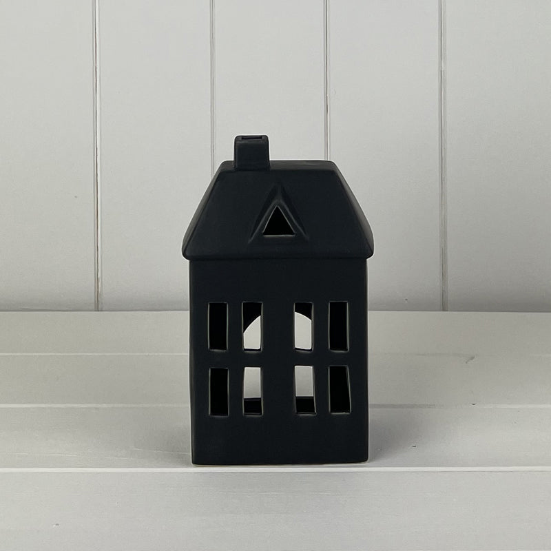 Black Ceramic House Tealight Holders
