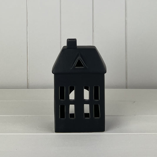 Black Ceramic House Tealight Holders