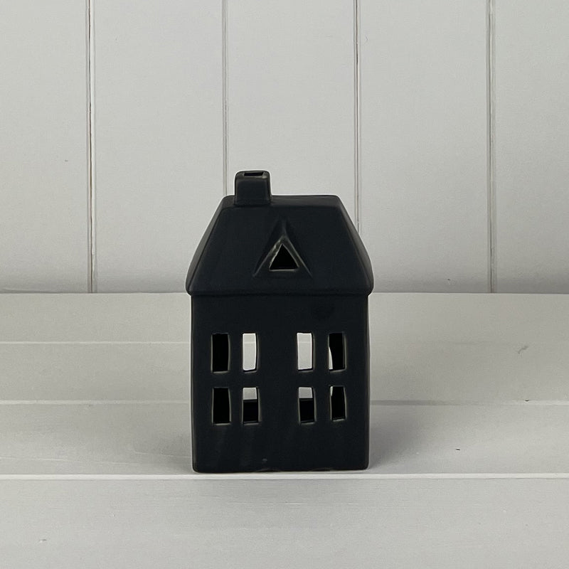 Black Ceramic House Tealight Holders