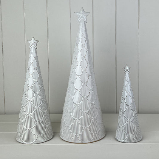 Glazed Ceramic Tree Ornament With Textured Detail