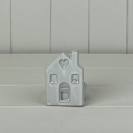 White Ceramic House Tealight Holder