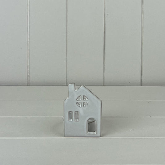 White Ceramic House Tealight Holder