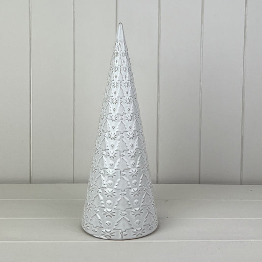 Glazed Ceramic Tree Ornament With Textured Detail