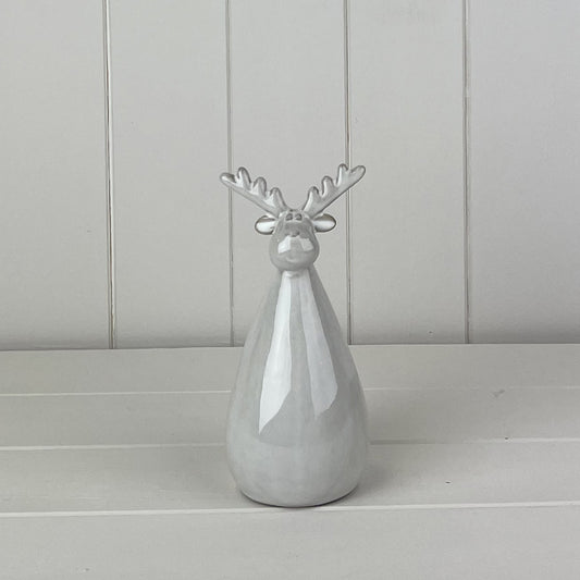 Glazed Ceramic Reindeer Ornament With Textured Detail