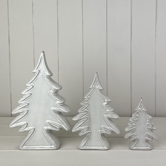 Glazed Ceramic Christmas Tree Ornament With Textured Detail