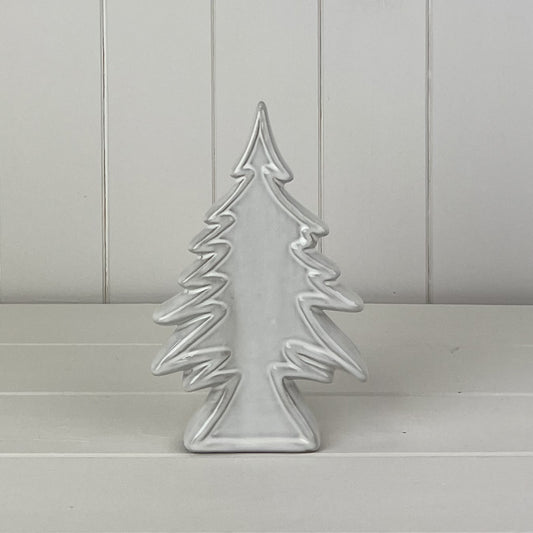 Glazed Ceramic Christmas Tree Ornament with Textured Detail