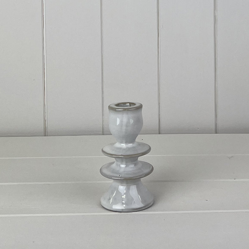 Glazed Ceramic Candle Holder with Textured Detail