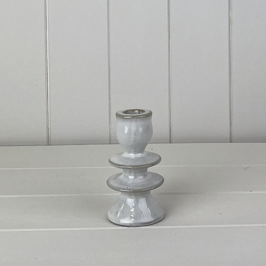 Glazed Ceramic Candle Holder with Textured Detail