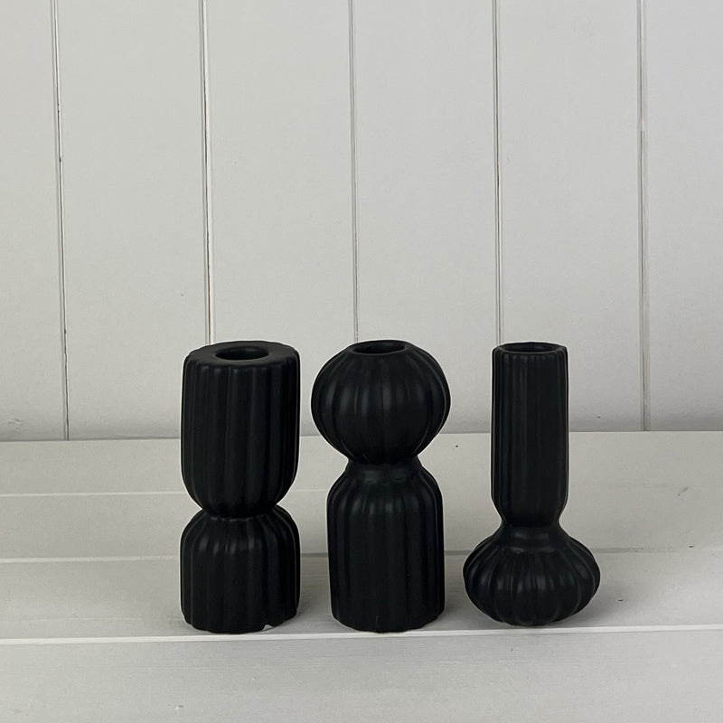 Black Ceramic Candle Holder