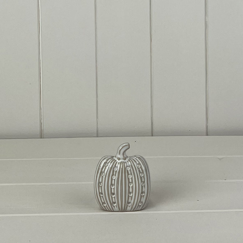 Glazed Ceramic Pumpkin Tealight with Textured Detail