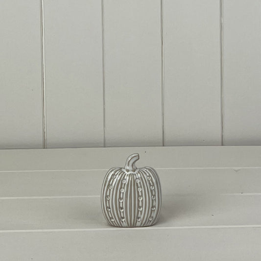 Glazed Ceramic Pumpkin Tealight with Textured Detail