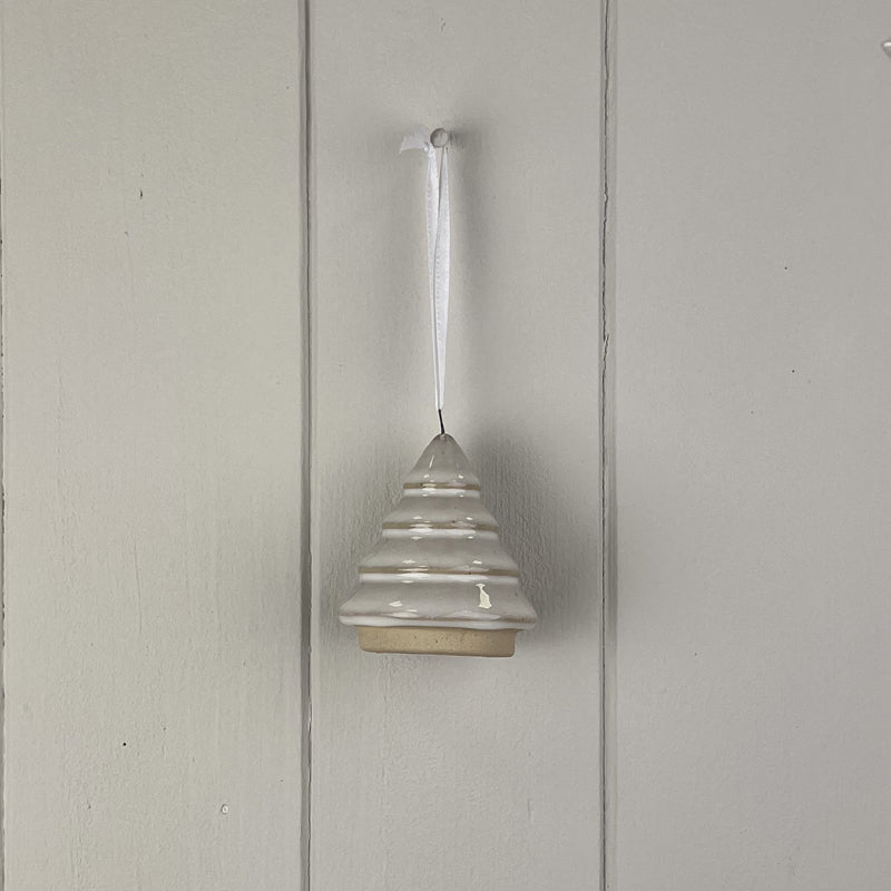 Glazed Ceramic Hanging Tree Decoration with Textured Detail