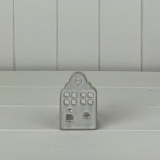 Glazed Ceramic House Tealight With Textured Detail