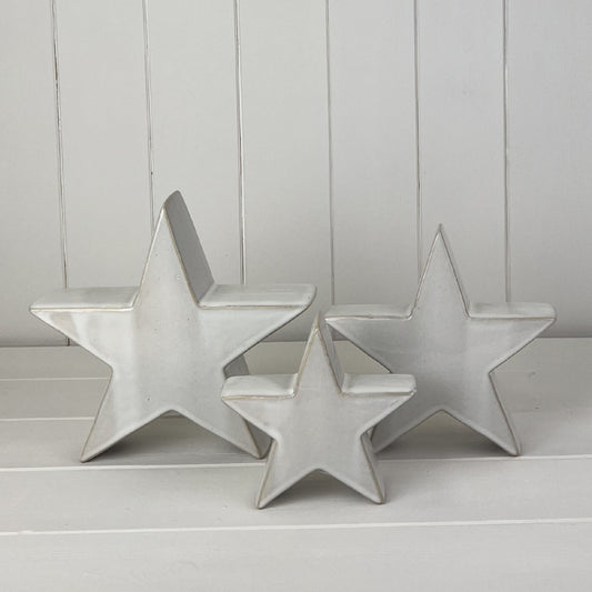 Glazed Ceramic Star Ornament With Textured Detail