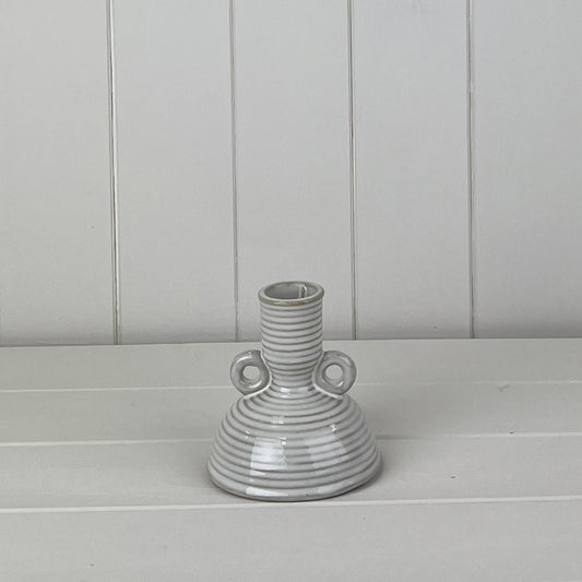 Glazed Ceramic Candle Holder with Textured Detail