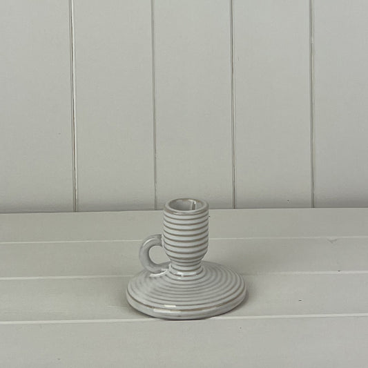 Glazed Ceramic Candle Holder with Textured Detail