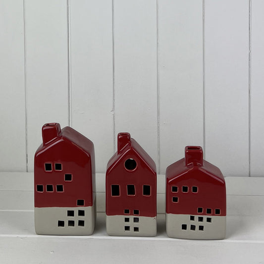 Red Ceramic House Decoration With LED