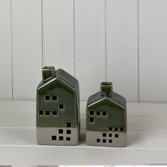 Green Ceramic House Decoration With LED
