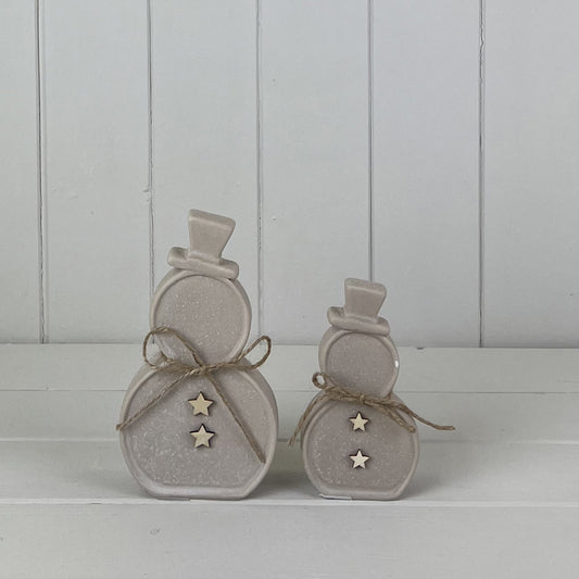 Sand Texture Effect Ceramic Snowman Decoration