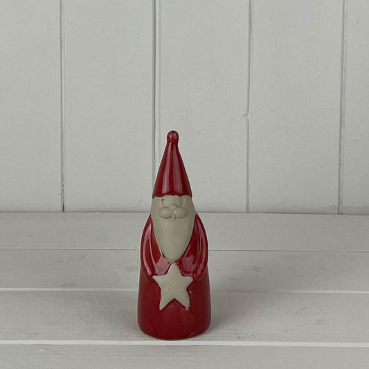 Red/White Ceramic Santa Decoration With LED