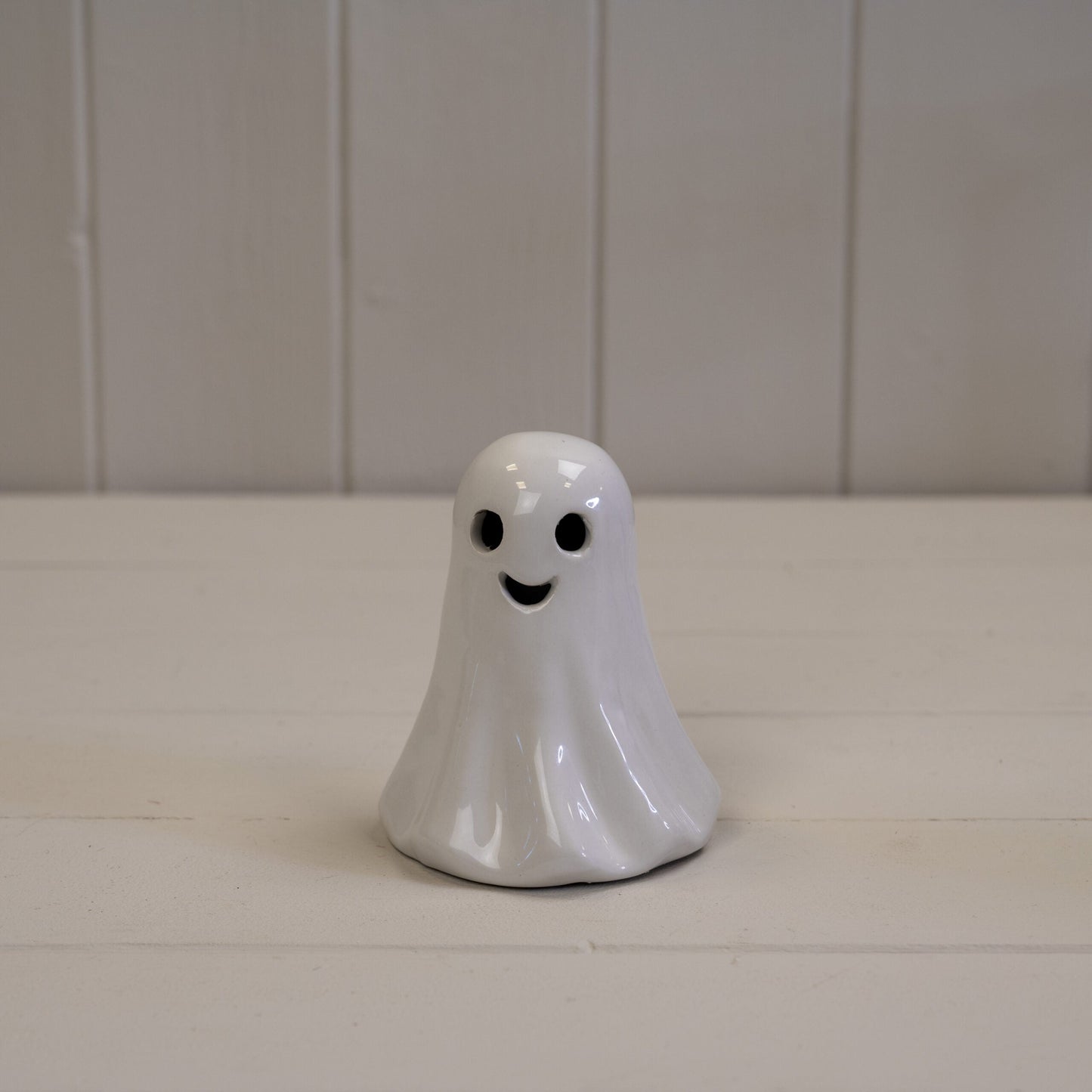 White Ceramic Ghost Decoration With Led