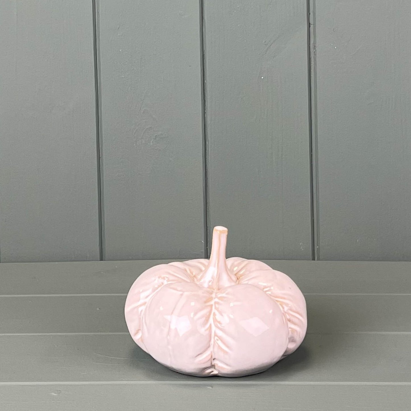 Glazed Ceramic Pumpkin with Textured Detail Decoration