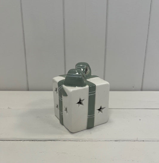 White/Green Ceramic Present With LED
